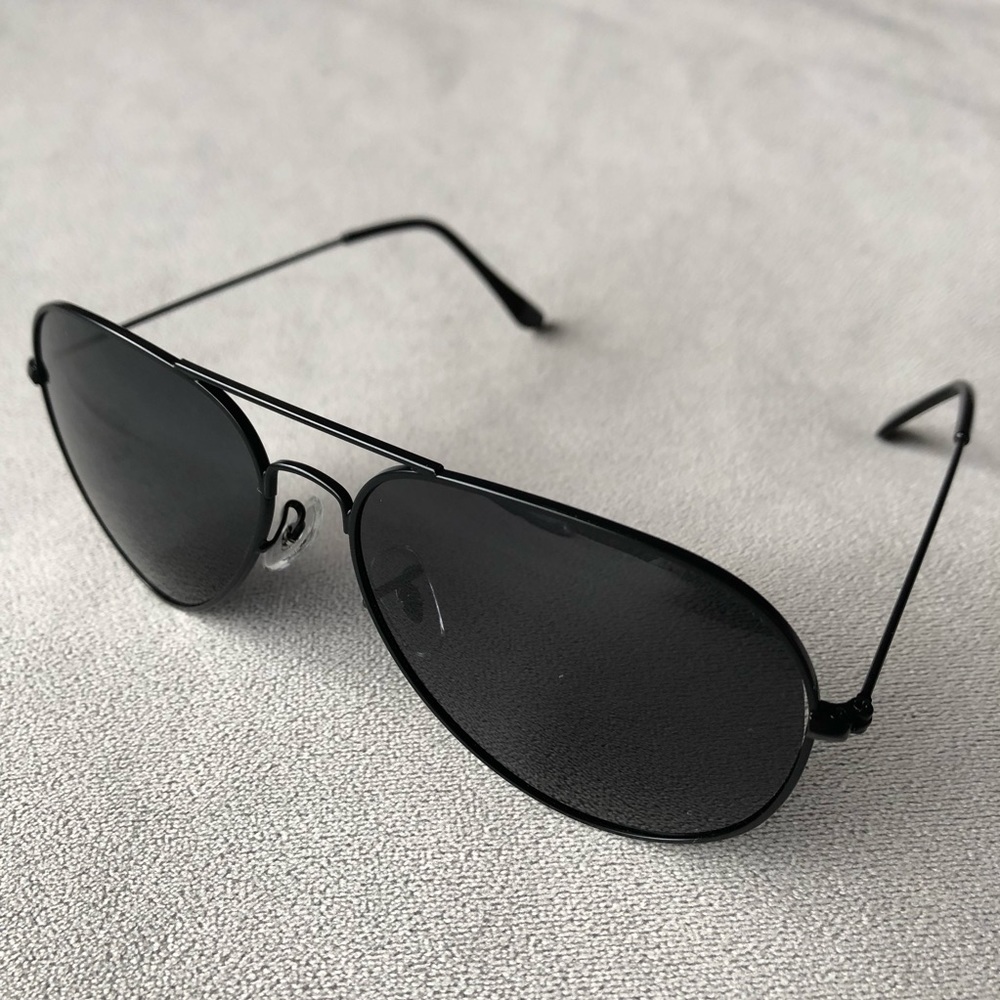 Aviator Sunglasses ~ Black Lenses Black Frames ~ Brand New!